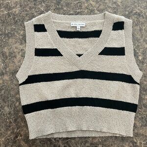 Miou Muse cropped black and tan sleeveless sweater